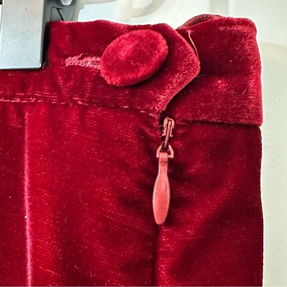 Vintage 90s Moschino Cheap & Chic Red Velvet Skirt Academia Holiday Christmas 10 - Picture 6 of 11